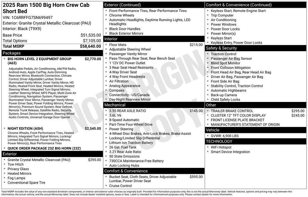 new 2025 Ram 1500 car, priced at $49,045