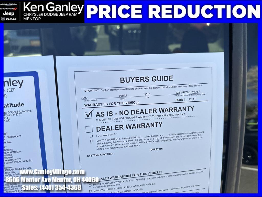 used 2015 Jeep Patriot car, priced at $5,945