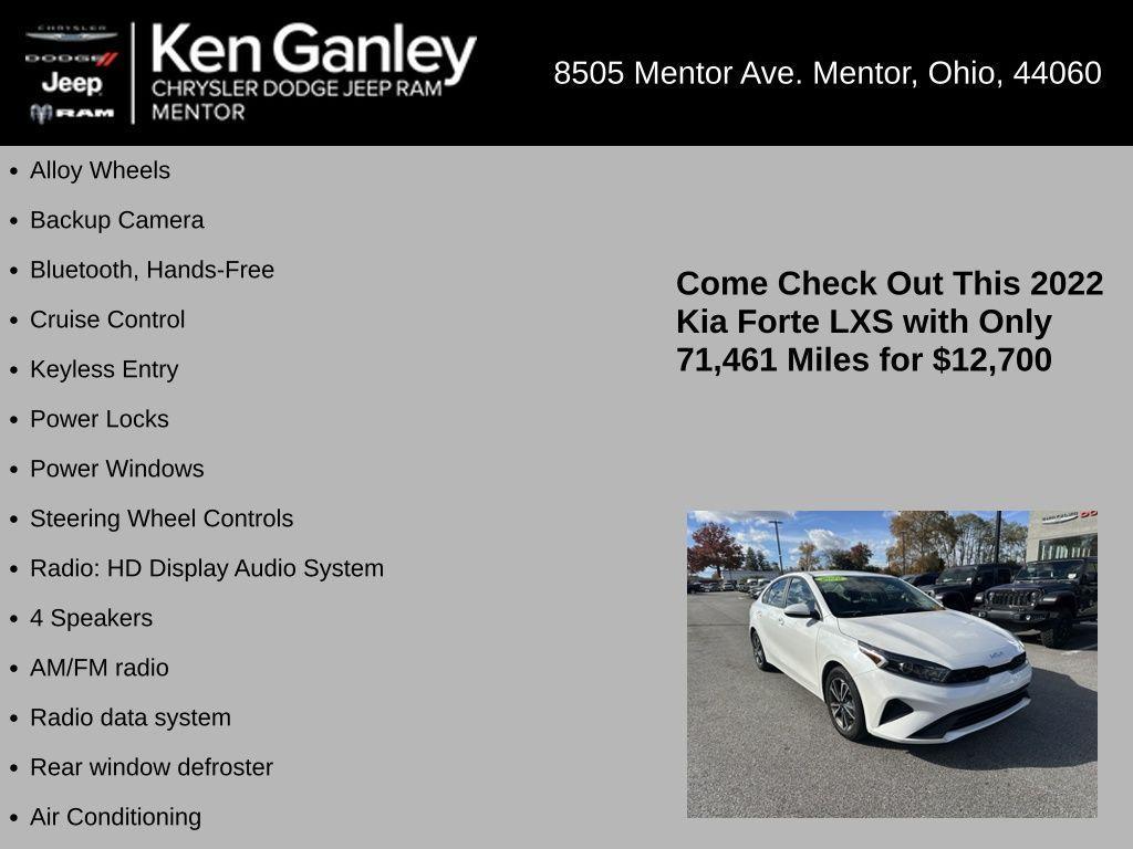 used 2022 Kia Forte car, priced at $12,700