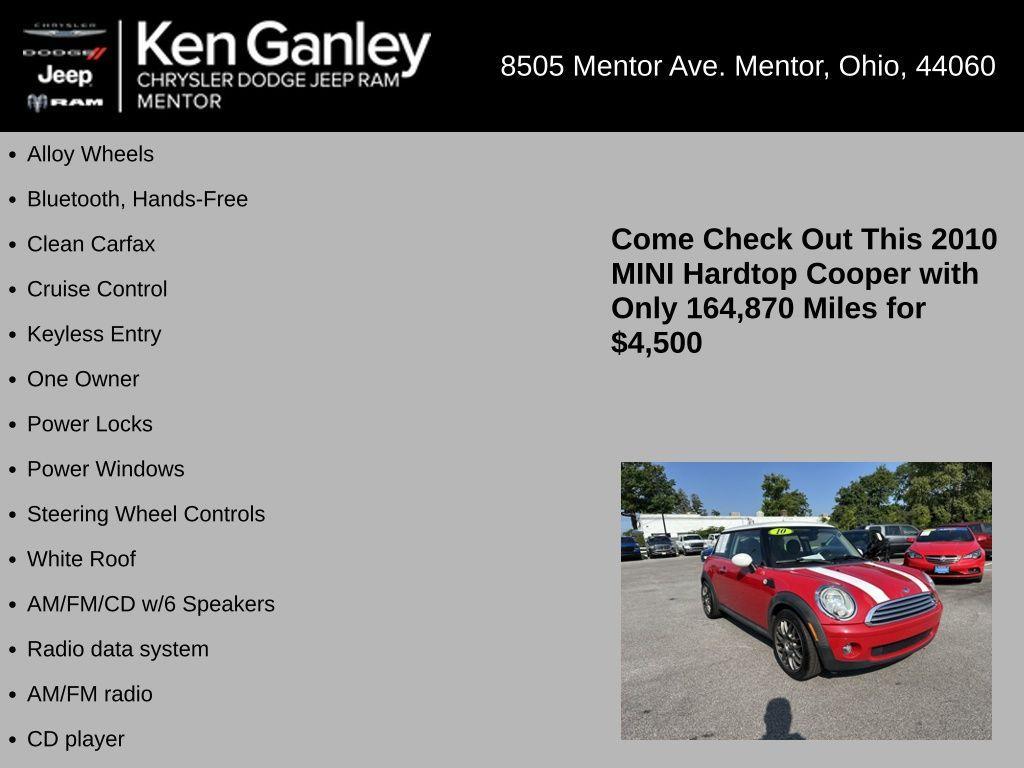 used 2010 MINI Cooper car, priced at $4,500