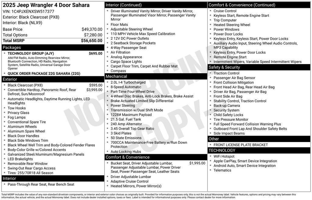 new 2025 Jeep Wrangler car, priced at $50,429