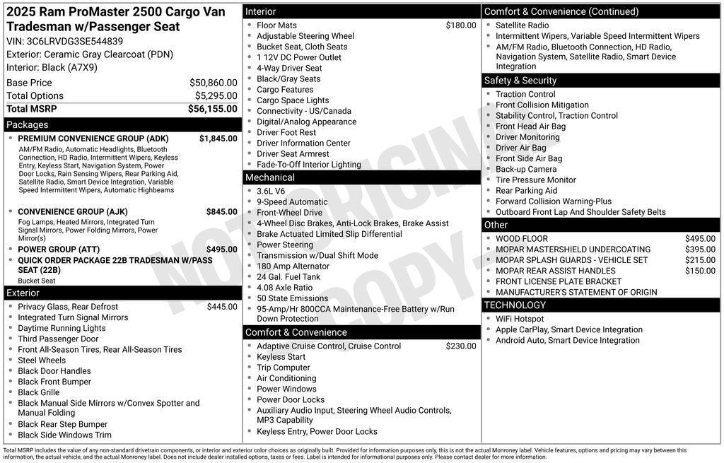 new 2025 Ram ProMaster 2500 car, priced at $52,235