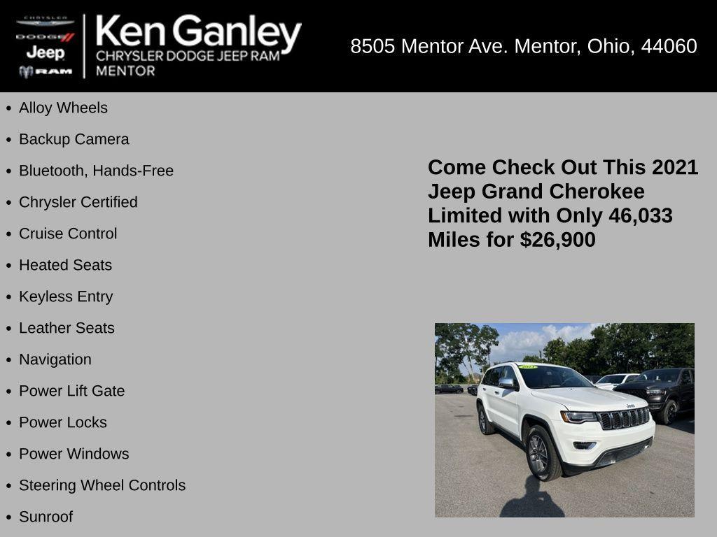 used 2021 Jeep Grand Cherokee car, priced at $26,900