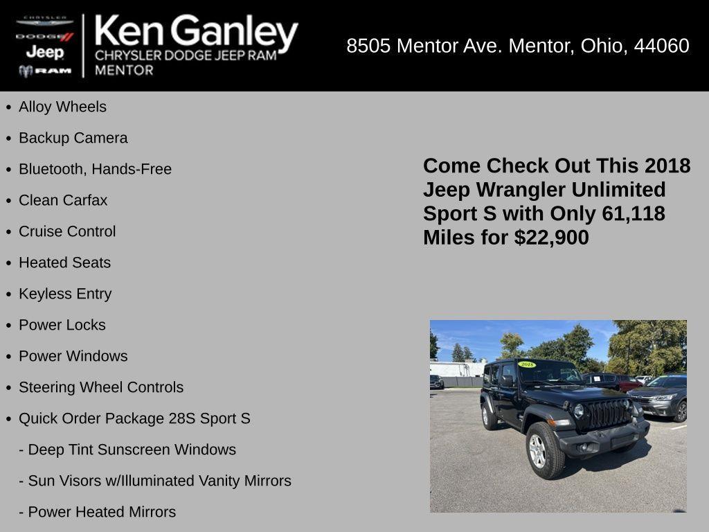 used 2018 Jeep Wrangler Unlimited car, priced at $22,900