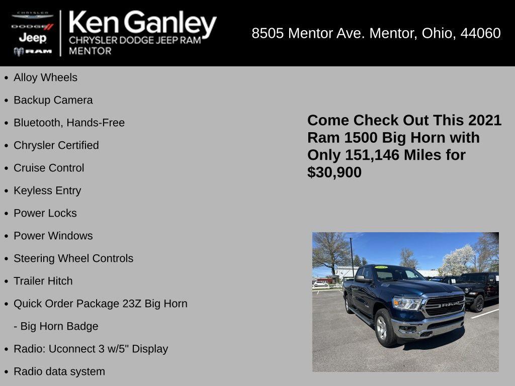 used 2021 Ram 1500 car, priced at $30,900
