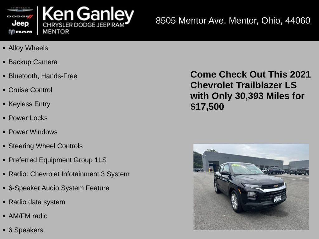 used 2021 Chevrolet TrailBlazer car, priced at $17,500