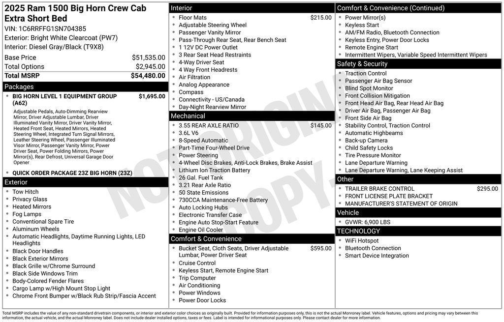 new 2025 Ram 1500 car, priced at $45,816