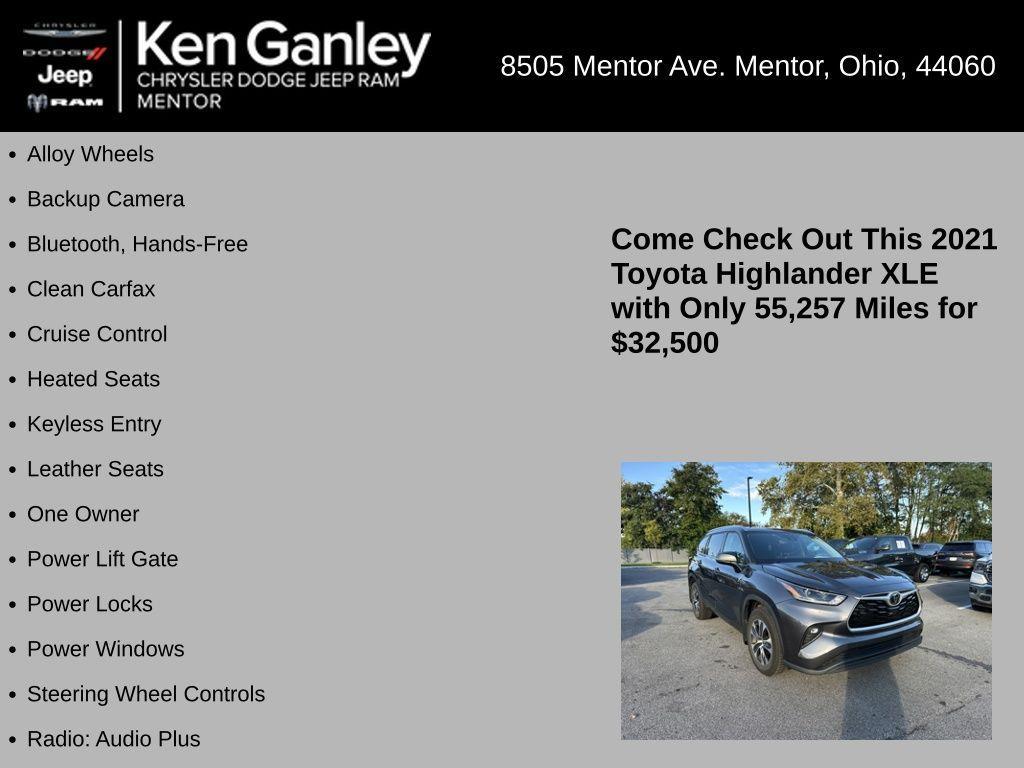 used 2021 Toyota Highlander car, priced at $32,500