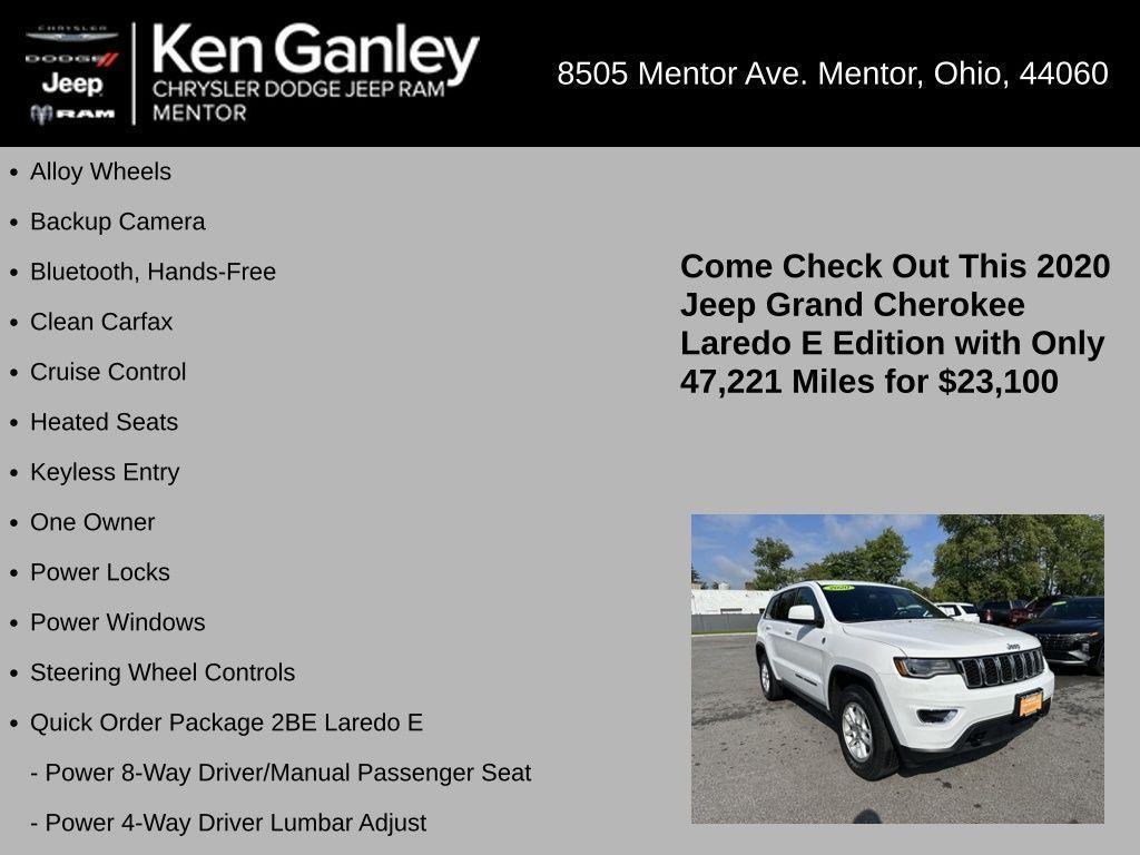 used 2020 Jeep Grand Cherokee car, priced at $23,100