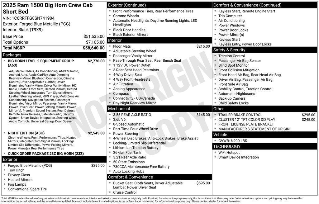 new 2025 Ram 1500 car, priced at $49,196