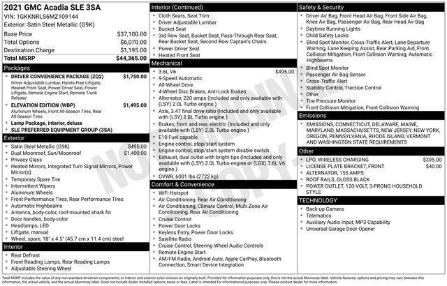 used 2021 GMC Acadia car, priced at $20,499