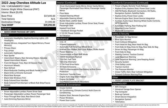 used 2023 Jeep Cherokee car, priced at $21,495