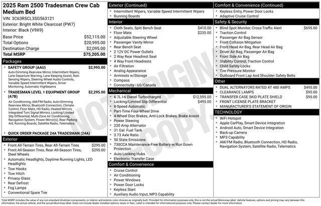 new 2025 Ram 2500 car, priced at $64,605