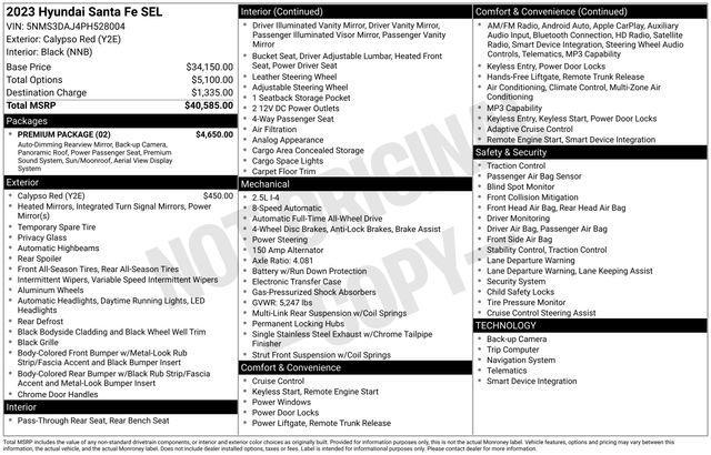used 2023 Hyundai Santa Fe car, priced at $21,699