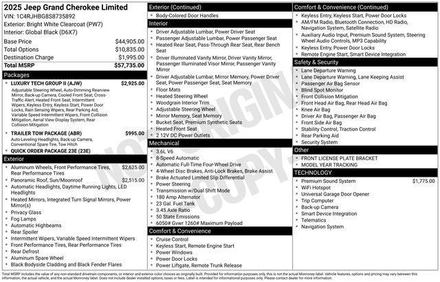 new 2025 Jeep Grand Cherokee car, priced at $50,485