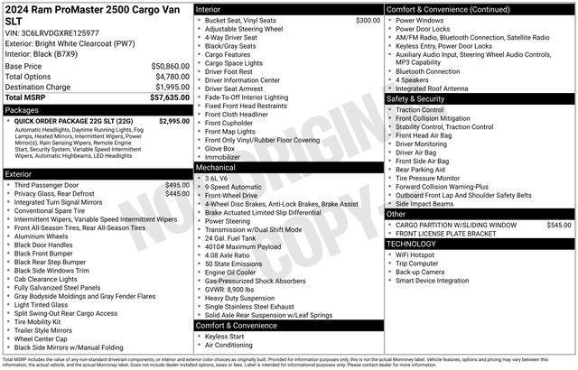 new 2024 Ram ProMaster 2500 car, priced at $48,535