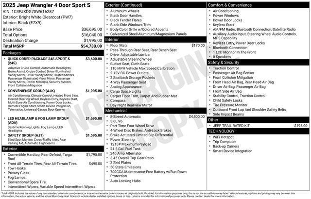 new 2025 Jeep Wrangler car, priced at $44,730