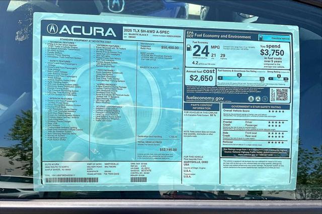 new 2025 Acura TLX car, priced at $52,195