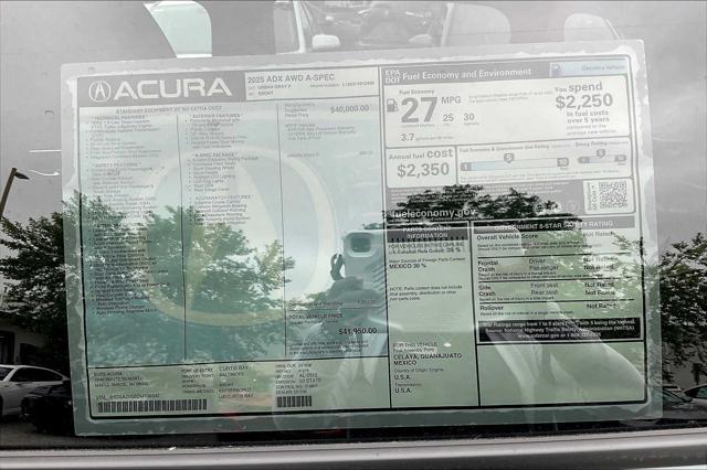 new 2025 Acura ADX car, priced at $41,950