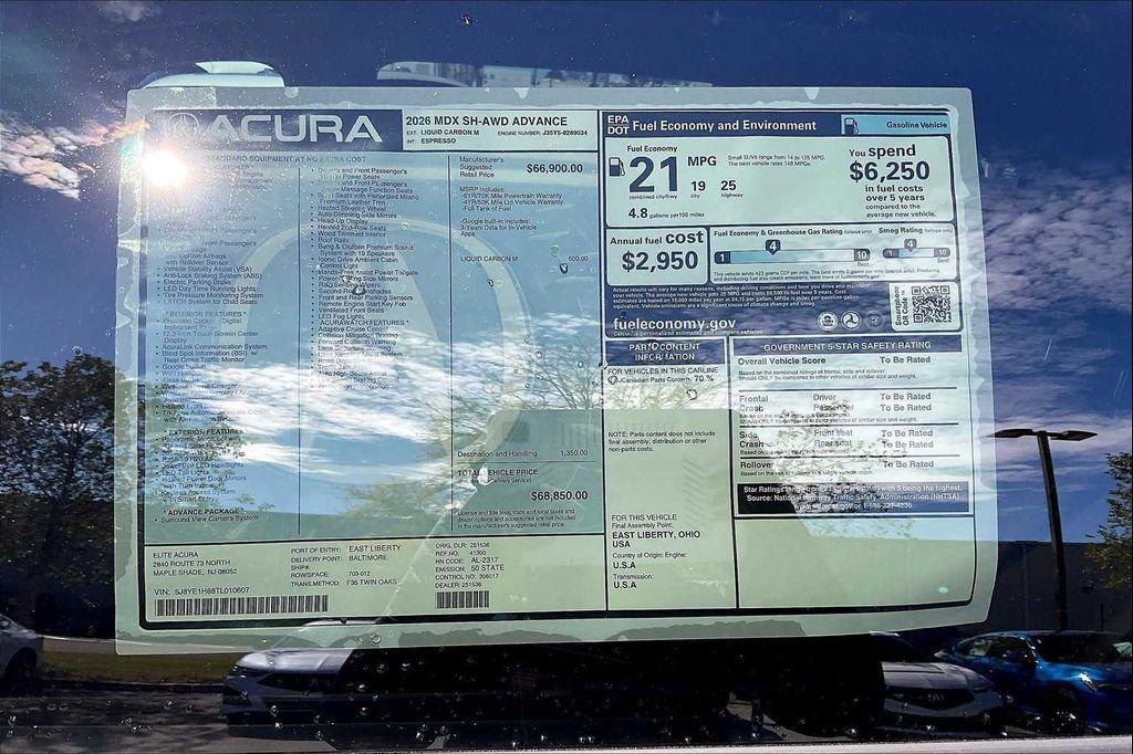 new 2026 Acura MDX car, priced at $68,850