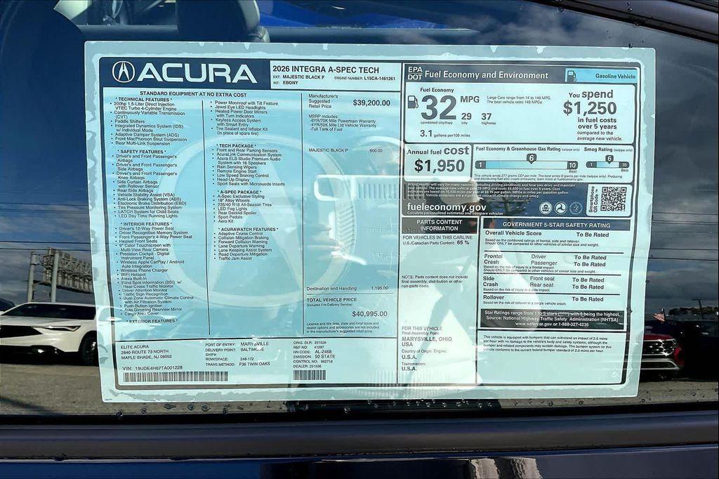 new 2026 Acura Integra car, priced at $40,995