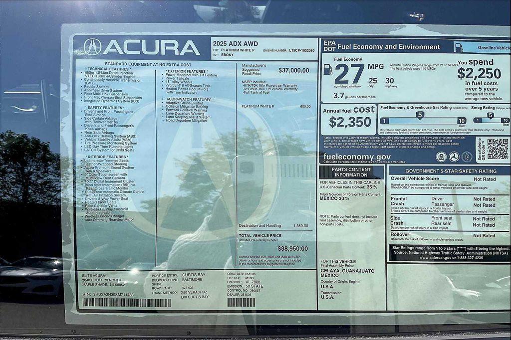 new 2025 Acura ADX car, priced at $38,950