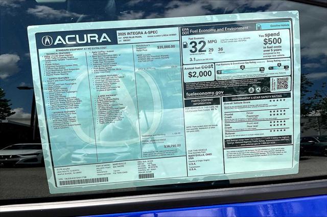new 2025 Acura Integra car, priced at $36,795