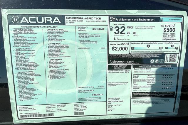 new 2025 Acura Integra car, priced at $39,195