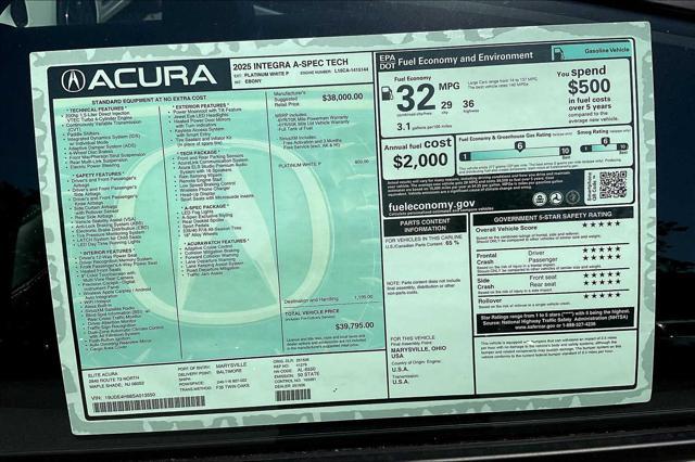 new 2025 Acura Integra car, priced at $39,795