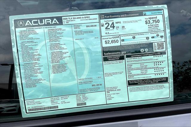 new 2025 Acura TLX car, priced at $52,195