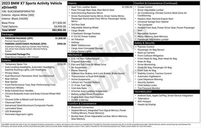 used 2023 BMW X7 car, priced at $66,910