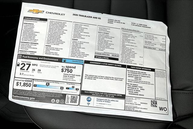 new 2026 Chevrolet TrailBlazer car, priced at $31,604