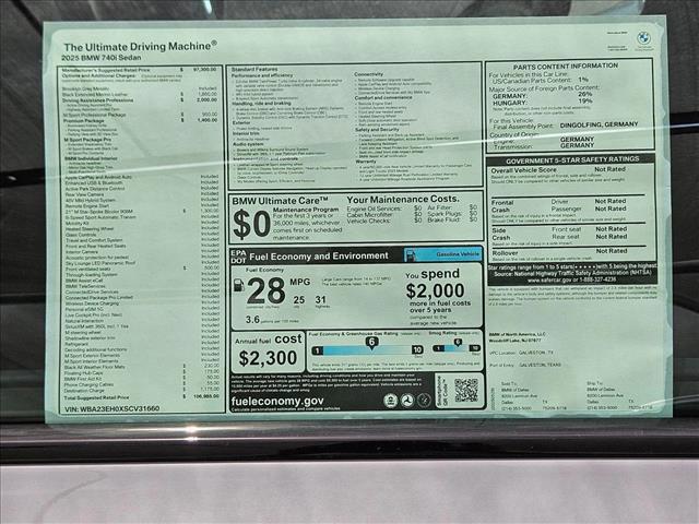 new 2025 BMW 740 car, priced at $106,985