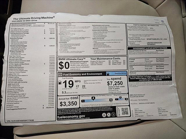 new 2025 BMW X6 car, priced at $103,925