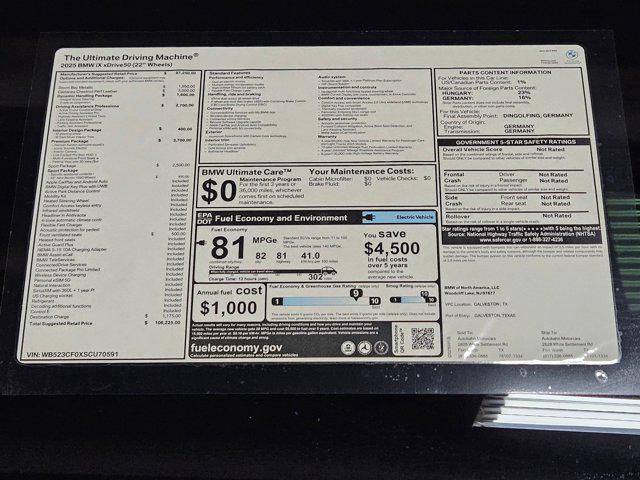 new 2025 BMW iX car, priced at $106,225