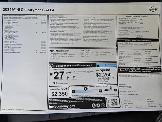 new 2025 MINI Countryman car, priced at $43,995