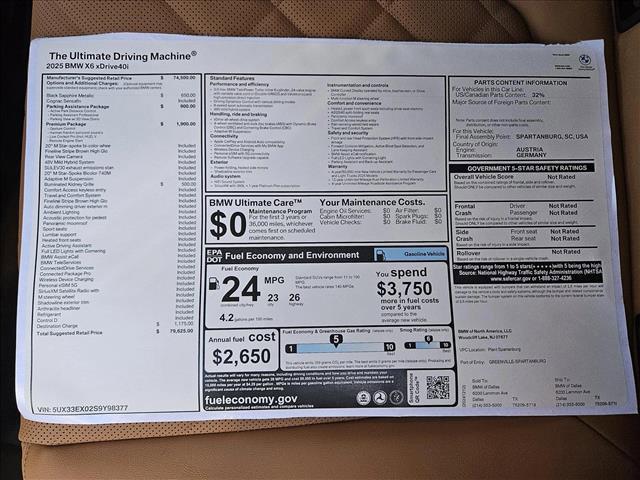 new 2025 BMW X6 car, priced at $79,625