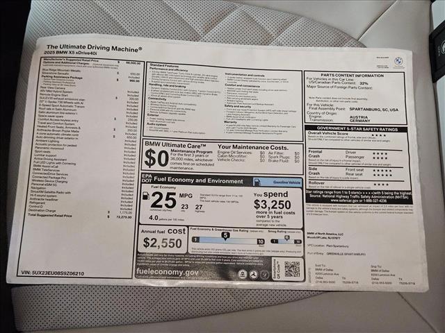 new 2025 BMW X5 car, priced at $72,275