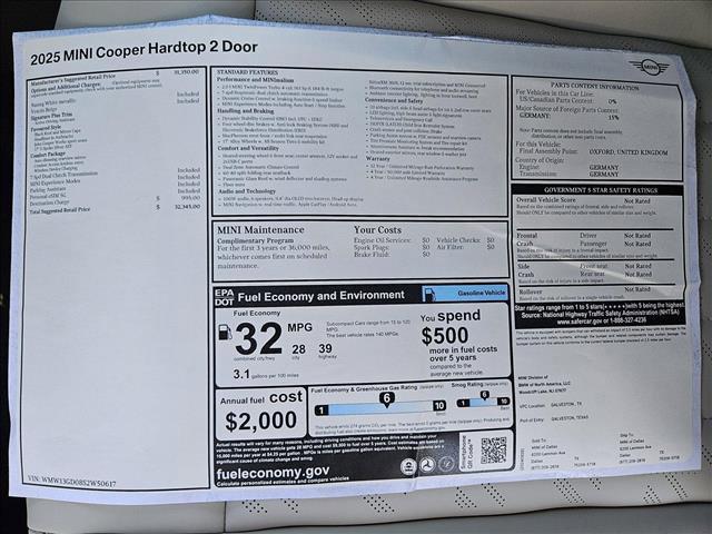 new 2025 MINI Hardtop car, priced at $32,345