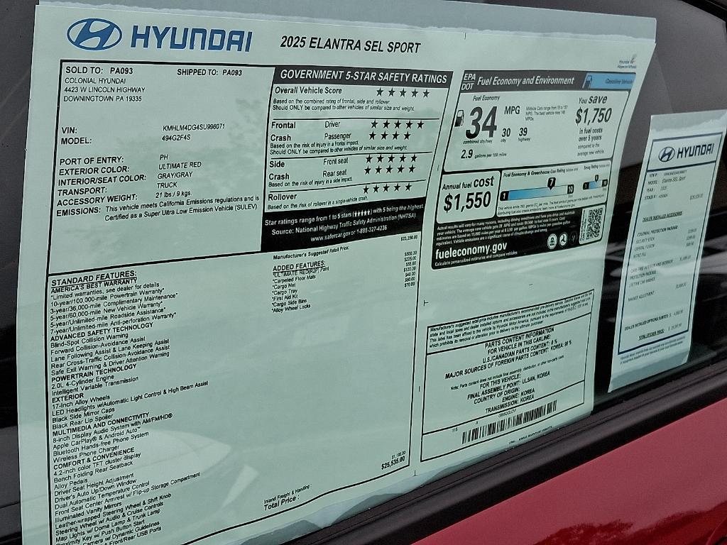 new 2025 Hyundai Elantra car, priced at $25,535