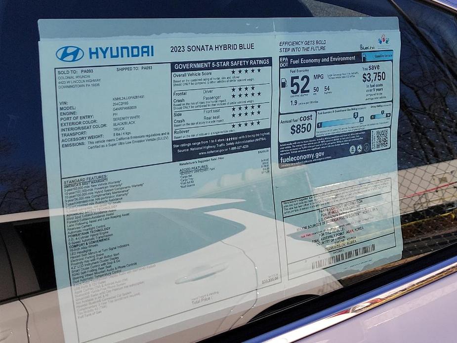 new 2023 Hyundai Sonata Hybrid car, priced at $30,555