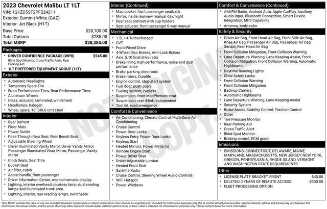 used 2023 Chevrolet Malibu car, priced at $18,000