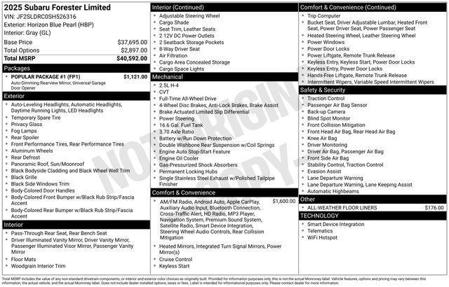 used 2025 Subaru Forester car, priced at $34,688