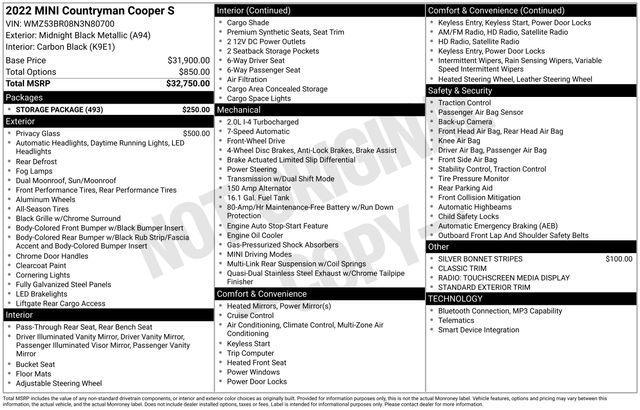 used 2022 MINI Countryman car, priced at $22,550