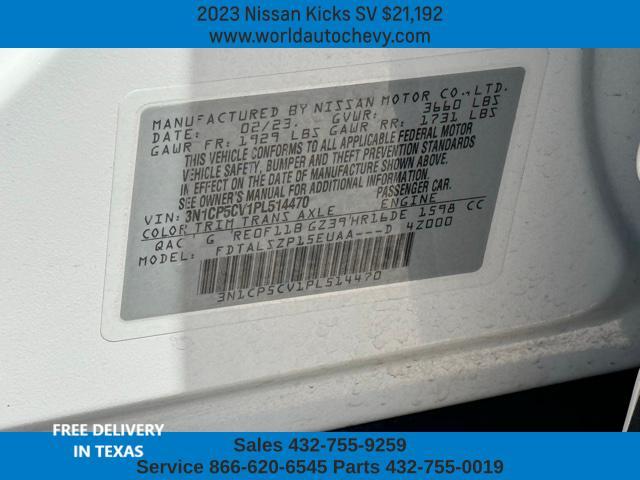 used 2023 Nissan Kicks car, priced at $21,192