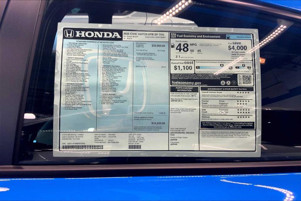 new 2025 Honda Civic Hybrid car, priced at $32,586