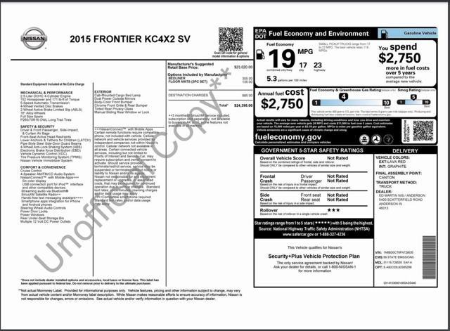 used 2015 Nissan Frontier car, priced at $15,989