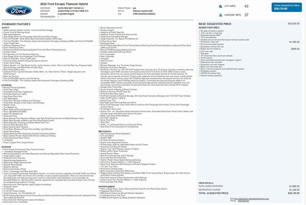 used 2022 Ford Escape car, priced at $27,169