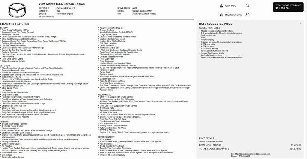 used 2021 Mazda CX-5 car, priced at $19,779