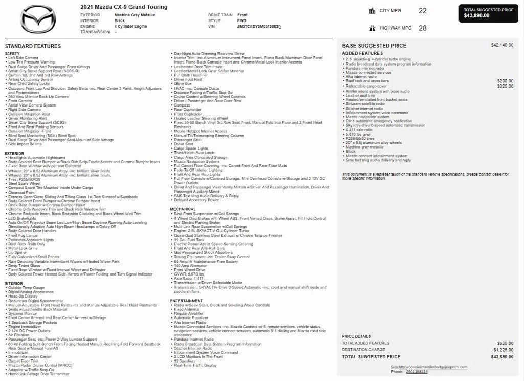 used 2021 Mazda CX-9 car, priced at $25,049